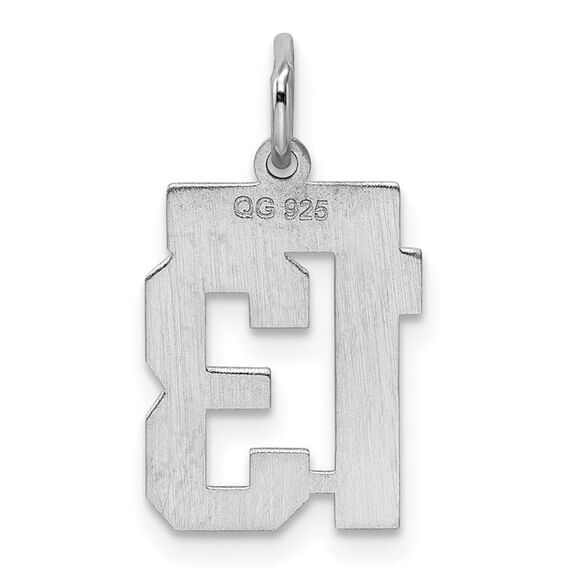 Sterling Silver, Athletic Collection, Small Polished Number 13 Pendant - Picture 3 of 5